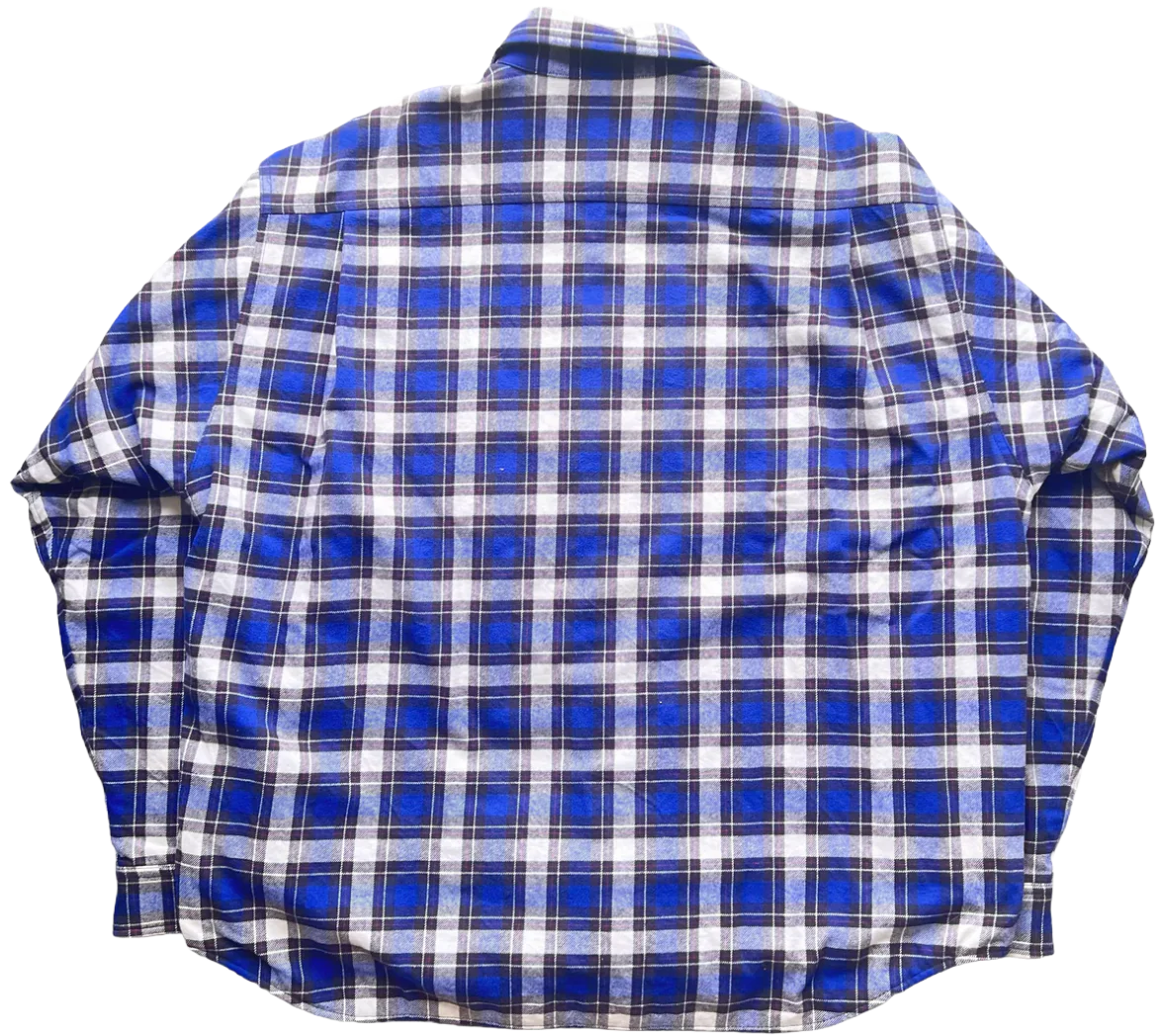 Balenciaga 'Padded' Oversized Blue Flannel Shirt Jacket - Image 2