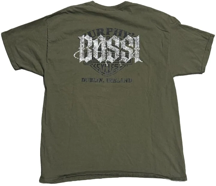 Bossi 'Dublin Skull' Olive Green Rhinestone Vintage Tee - Image 2