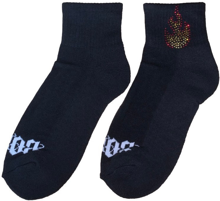 Bossi 'Flame' Rhinestone Black Socks - Image 2