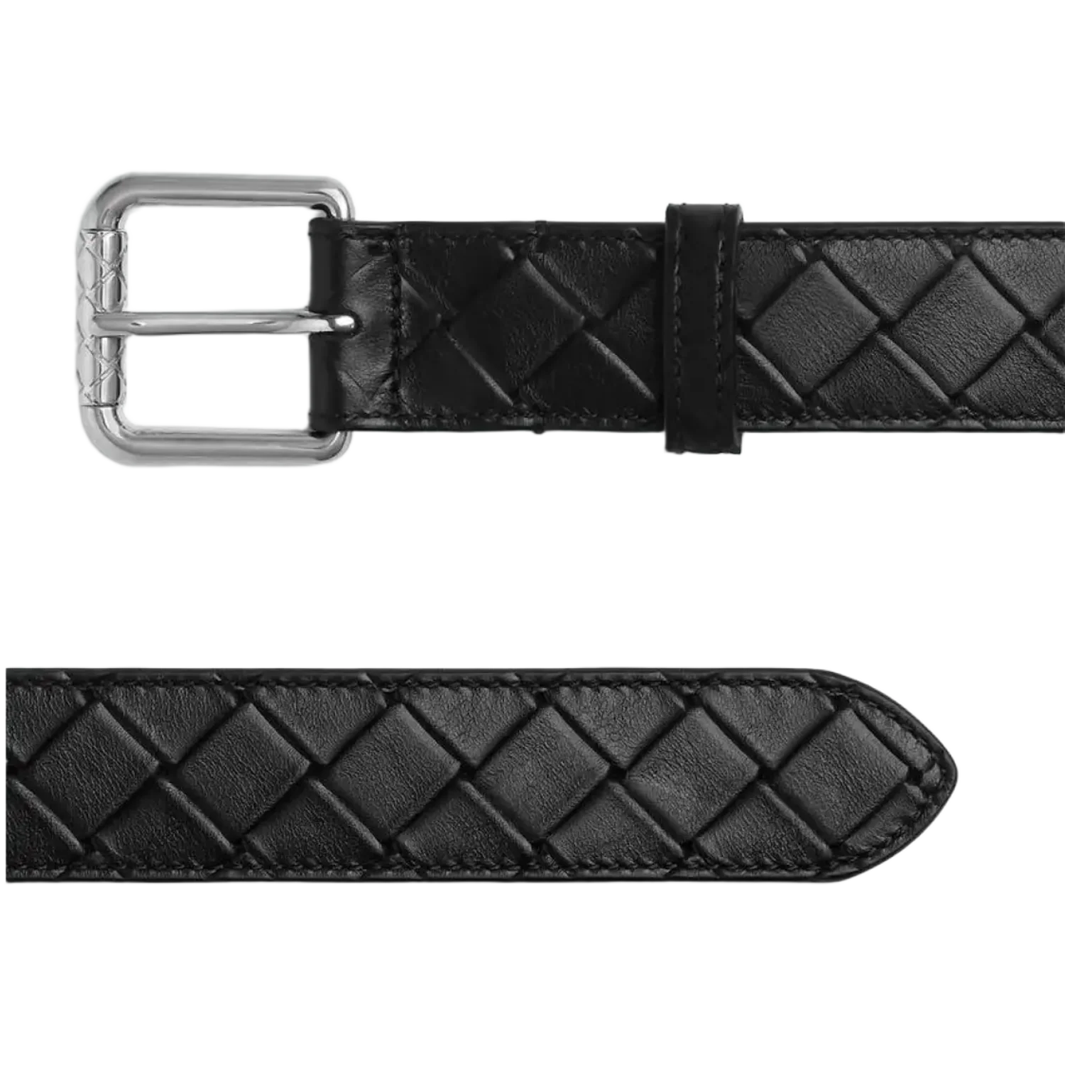 Bottega Veneta 'Black' Intrecciato Stamp Belt - Image 2