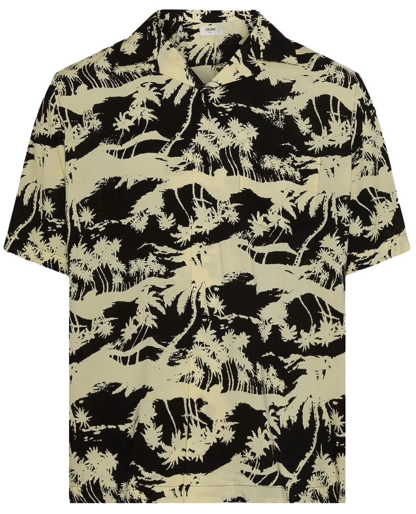 Celine Hawaiian Shirt Black Paille