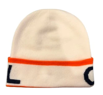 Chanel 24A "CHANEL" Orange/White Cashmere Beanie - Image 2