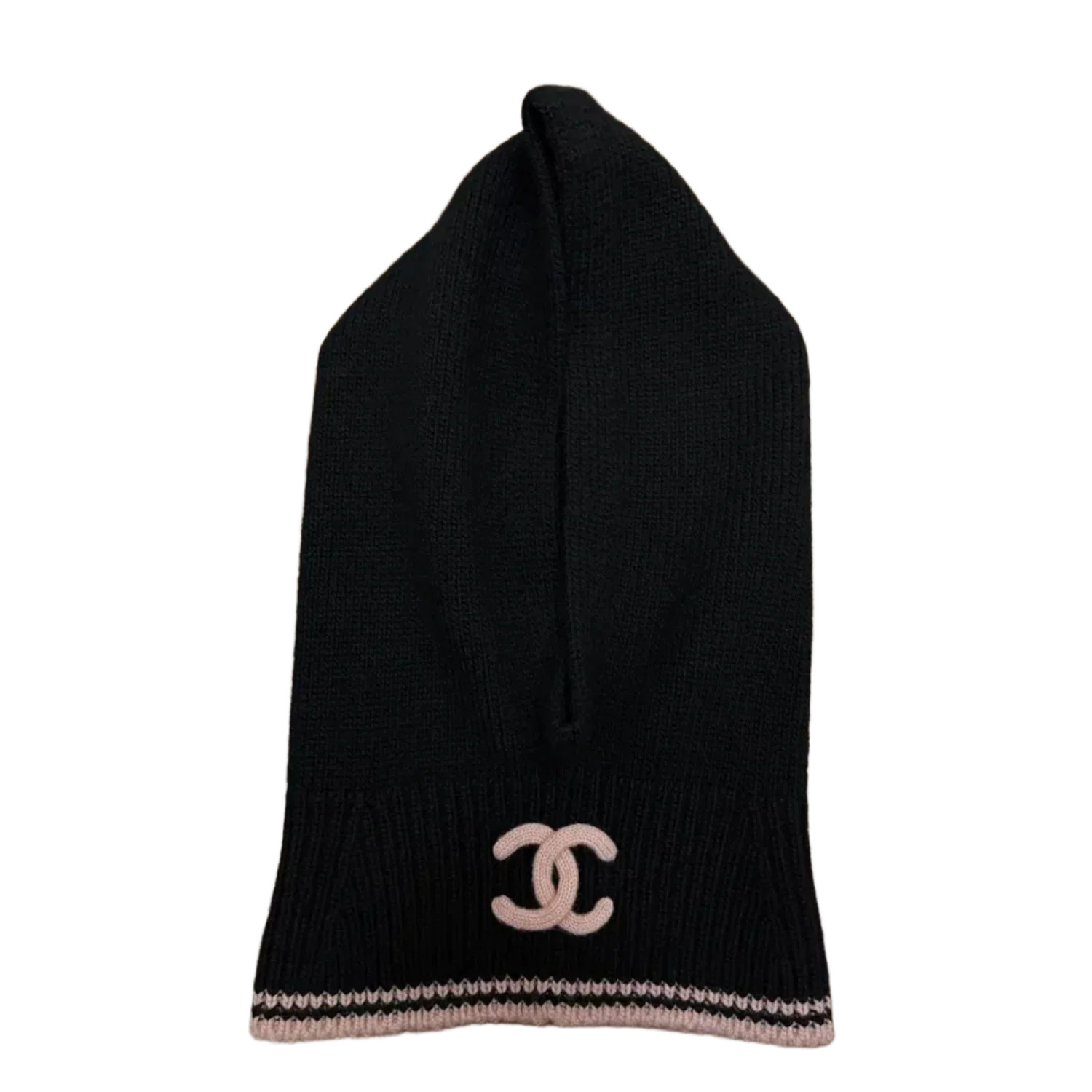 Chanel Black/Pink Cashmere & Silk CC Balaclava