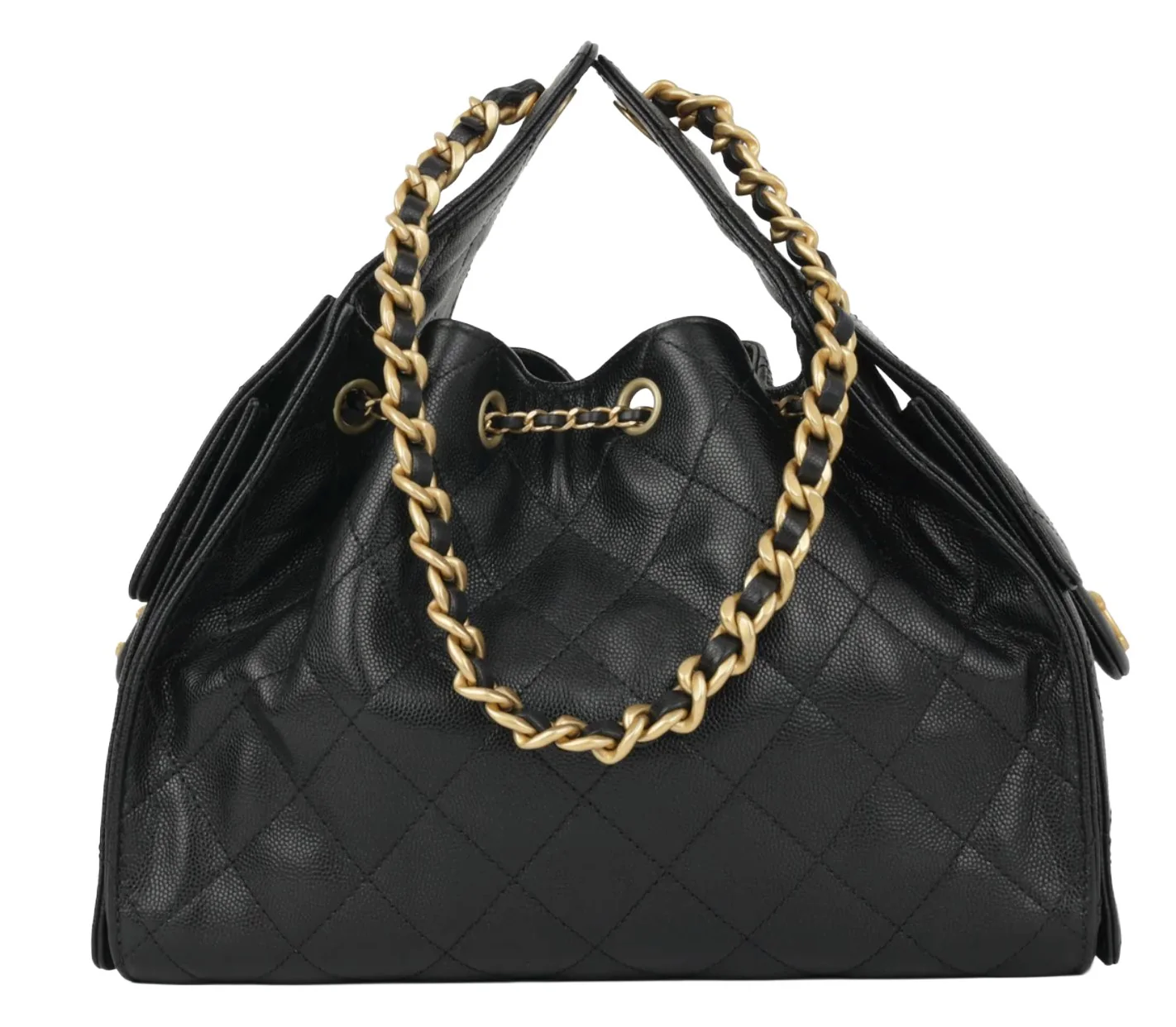 Chanel 'Black Qulited Caviar' 25 Mini Gold Hardware Handbag - Image 2