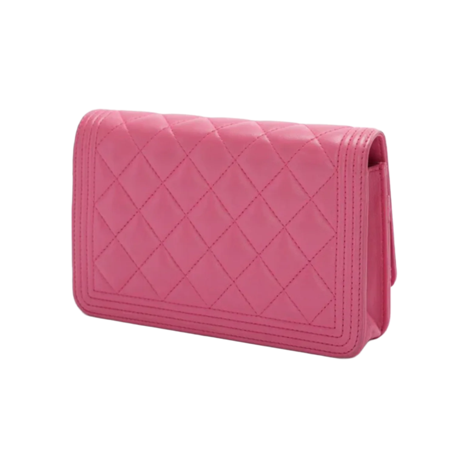 Chanel 'Boy Wallet on Chain' Quilted Lambskin Light Pink - Image 2