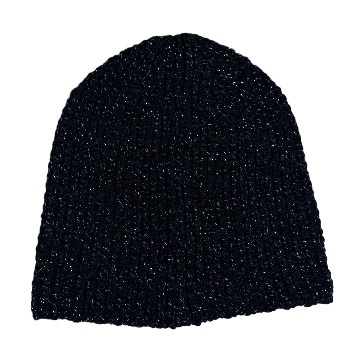 Chanel Cashmere Black/Silver Woven Beanie - Image 2