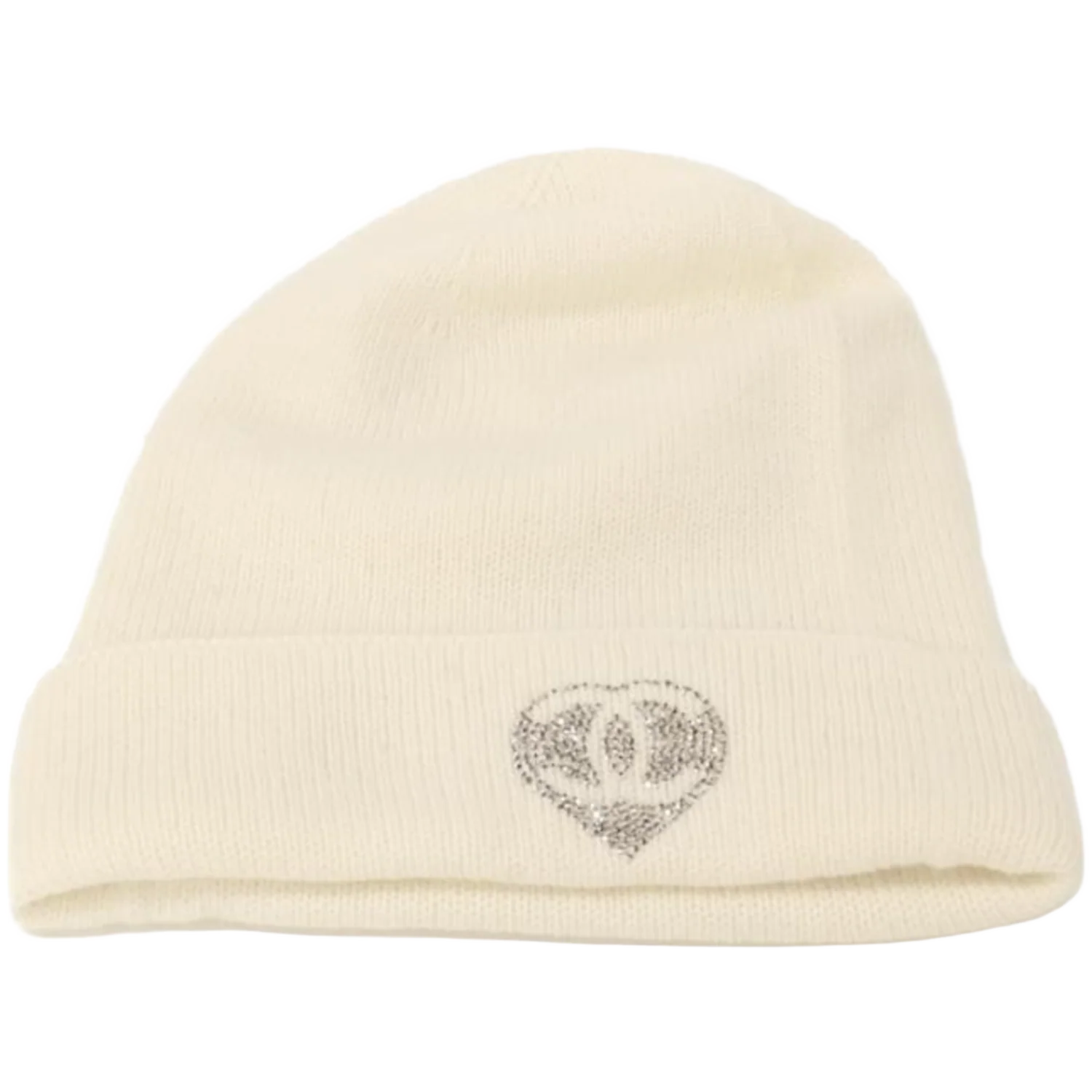 Chanel 'CC Rhinestone' Cream Cashmere Beanie