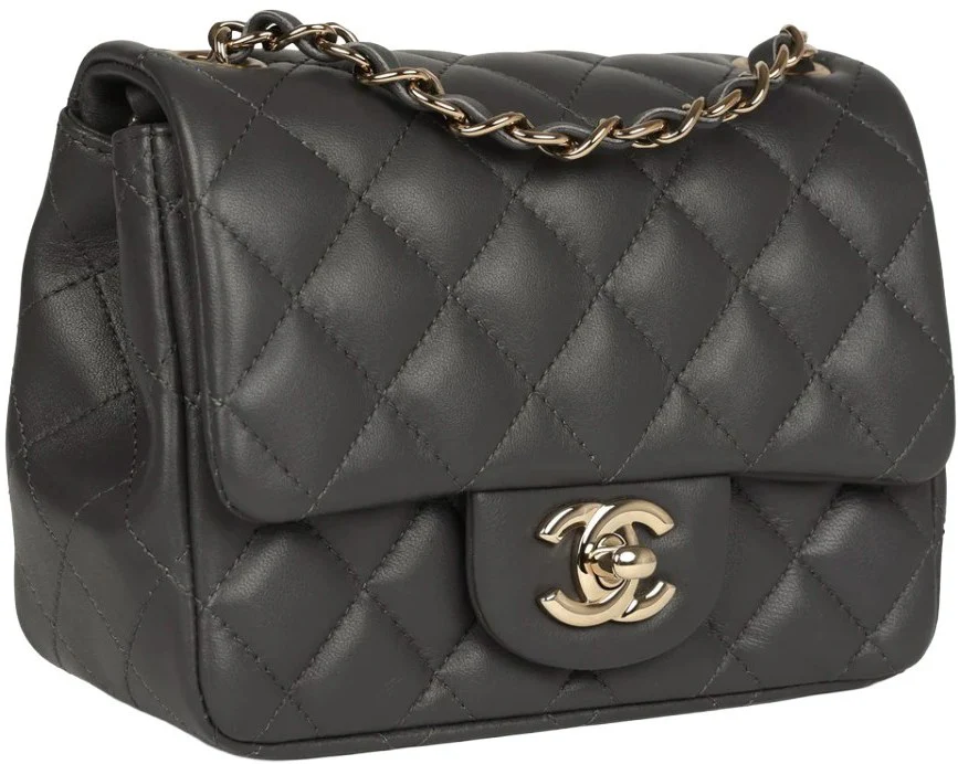 Chanel 'Grey' Mini Square Gold Hardware Flap Bag - Image 2