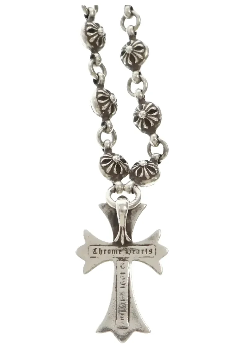 Chrome Hearts 20’ Silver Cross Ball Necklace Chain - Image 2