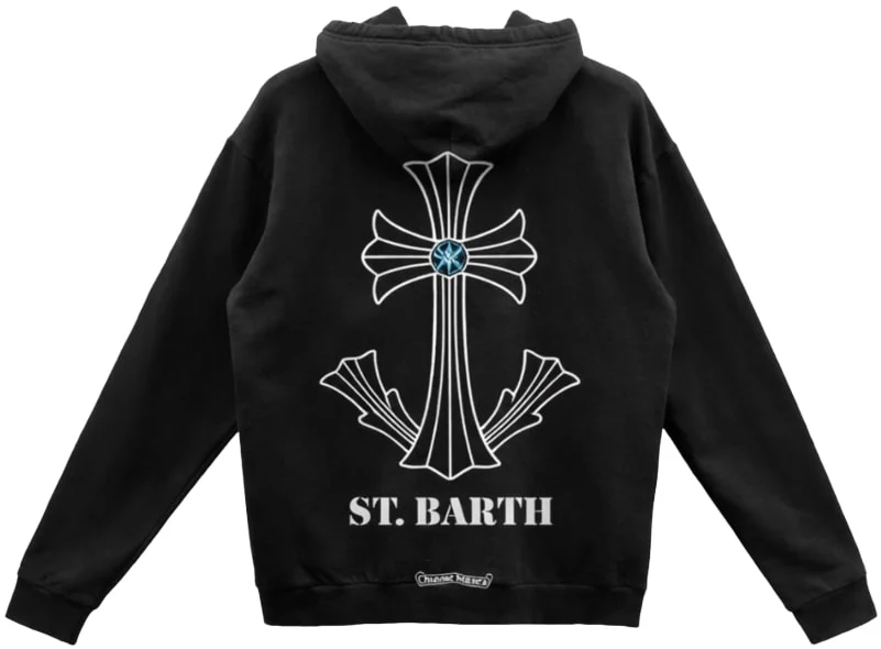 Chrome Hearts 'Black/Blue' St. Barth Scroll Logo Hoodie - Image 2