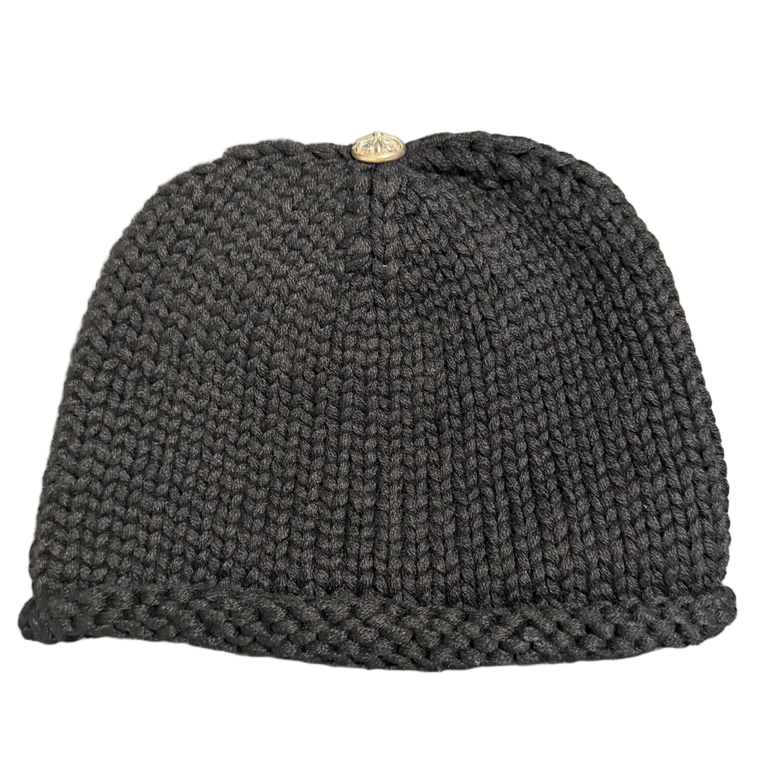 Chrome Hearts 'Black Cross Patch' Cashmere Knit Black Kids Beanie - Image 2