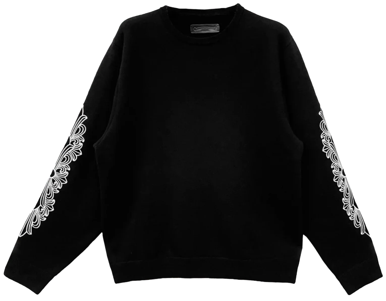 Chrome Hearts Cashmere Embroidered Floral Sleeve Black Sweater