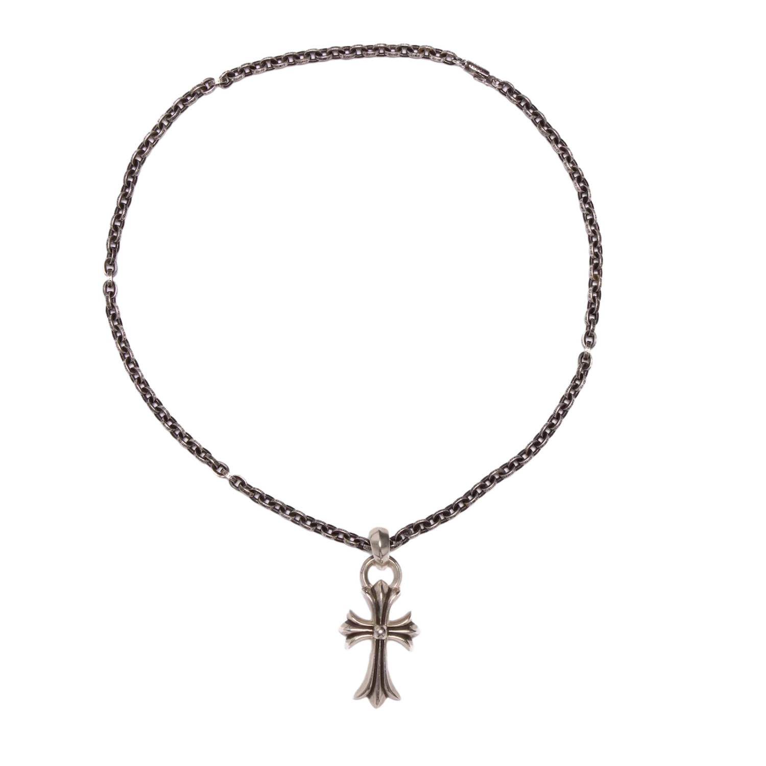 Chrome Hearts 'Cross Pendant' 12in Silver Paper Chain Necklace