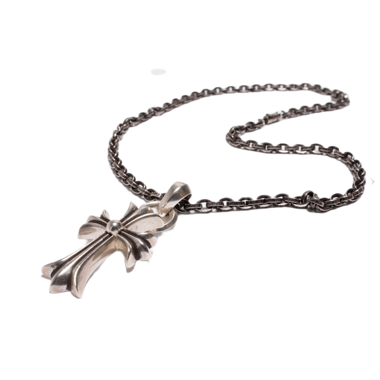 Chrome Hearts 'Cross Pendant' 12in Silver Paper Chain Necklace - Image 2