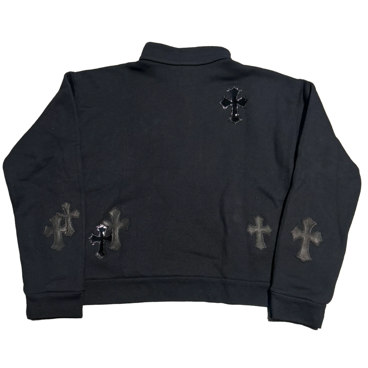 Chrome Hearts 'Cross Pony Patent Leather Patch' Black Quarter Zip - Image 2