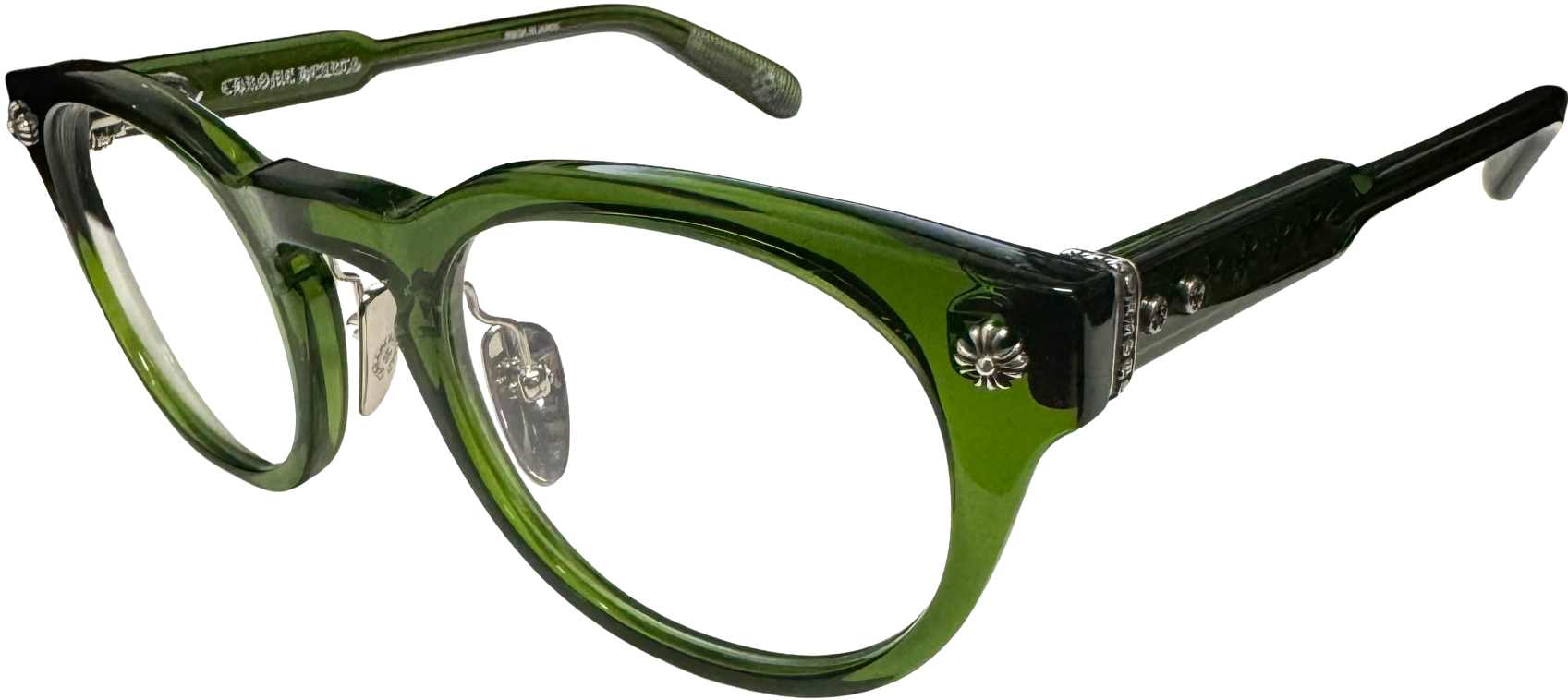 Chrome Hearts 'Dingalonglinglong' Silver Green Crystal Glasses