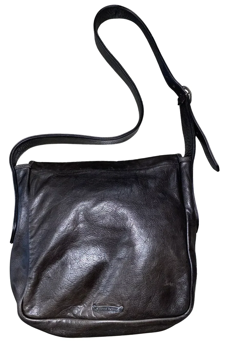 Chrome Hearts 'Fleur de Lis' Brown Leather Messenger Bag - Image 2