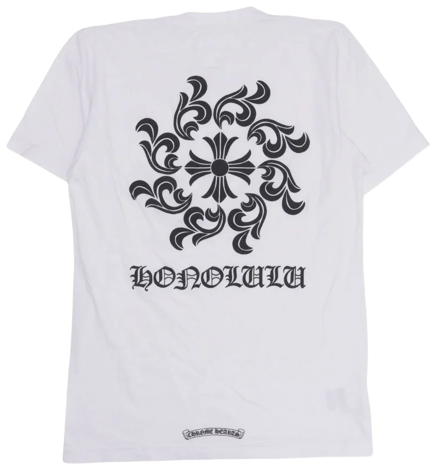 Chrome Hearts 'Honolulu Cross' White Pocket Tee - Image 2