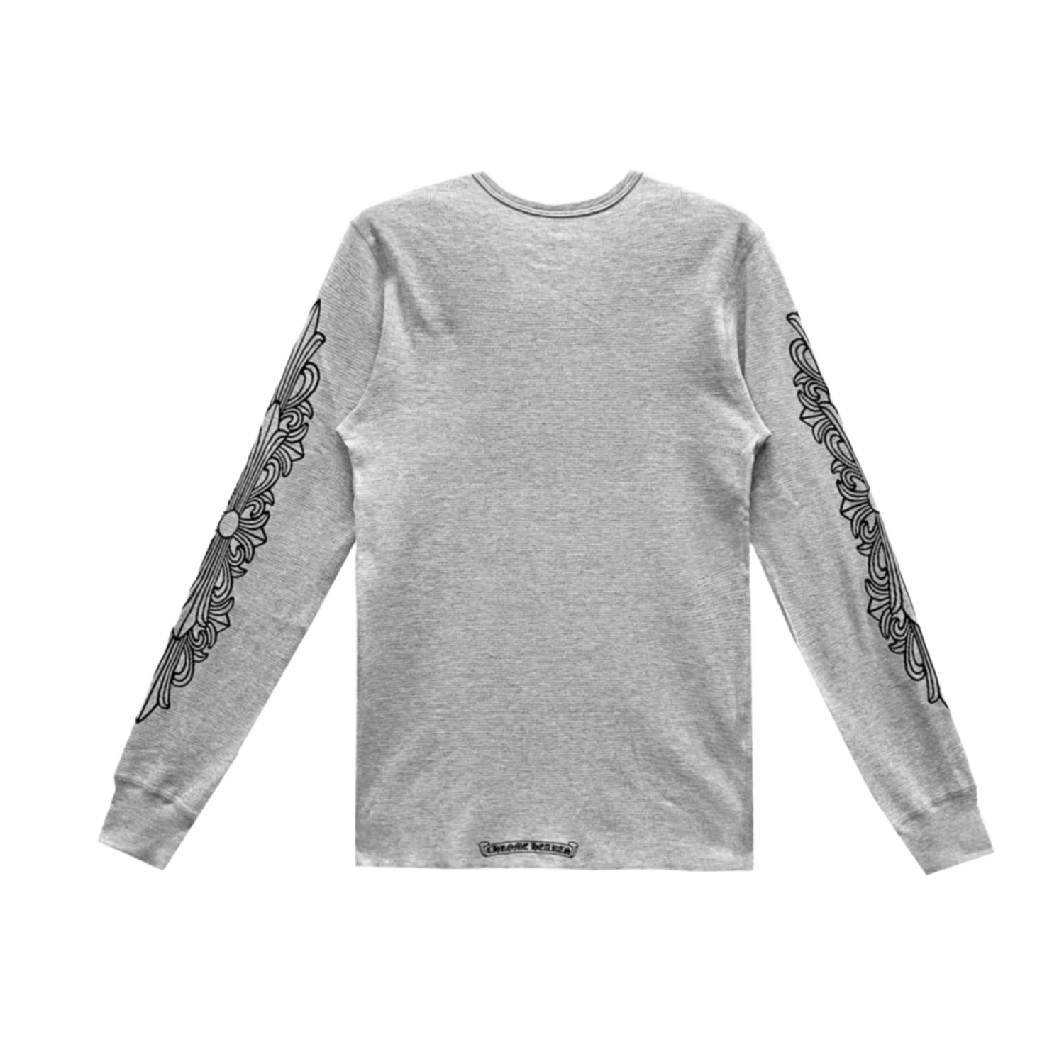Chrome Hearts 'Horseshoe Floral Sleeve' Grey Thermal Longsleeve Shirt - Image 2