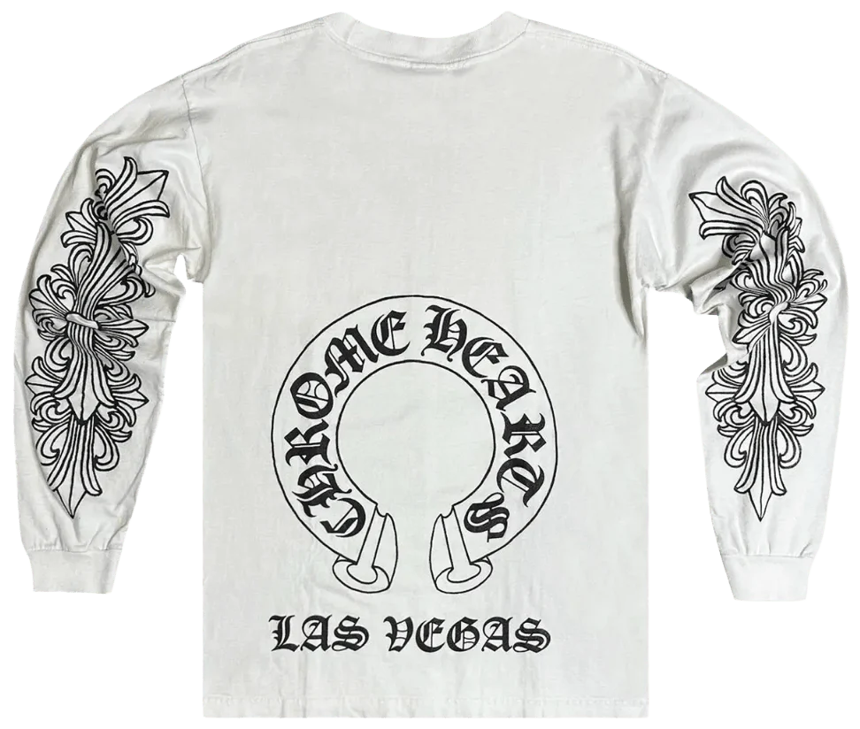 Chrome Hearts 'Las Vegas' HorseShoe Floral Longsleeve T-Shirt White - Image 2