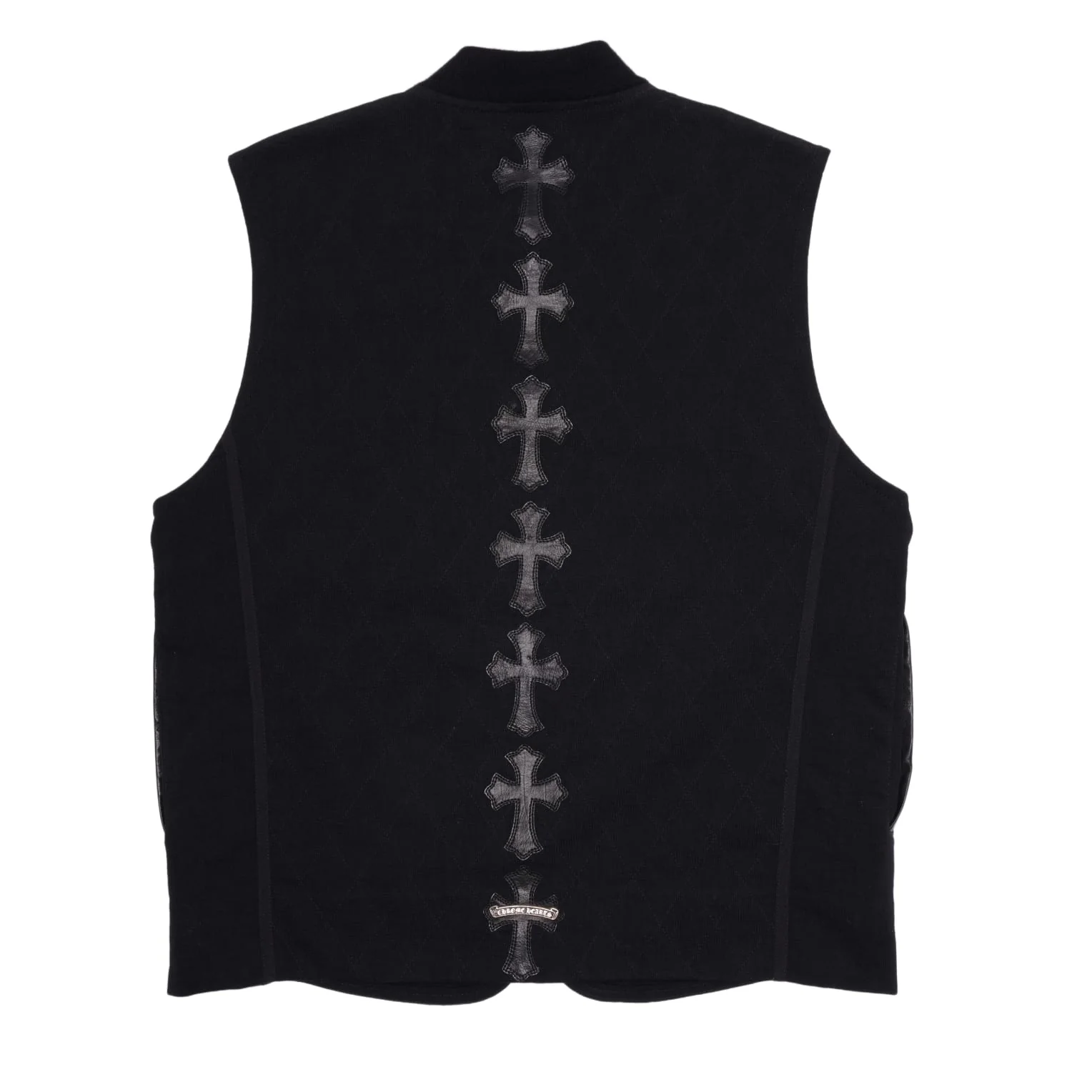 Chrome Hearts 'Leather Cross Spine Patches' Black Papa Zip Up Vest - Image 2
