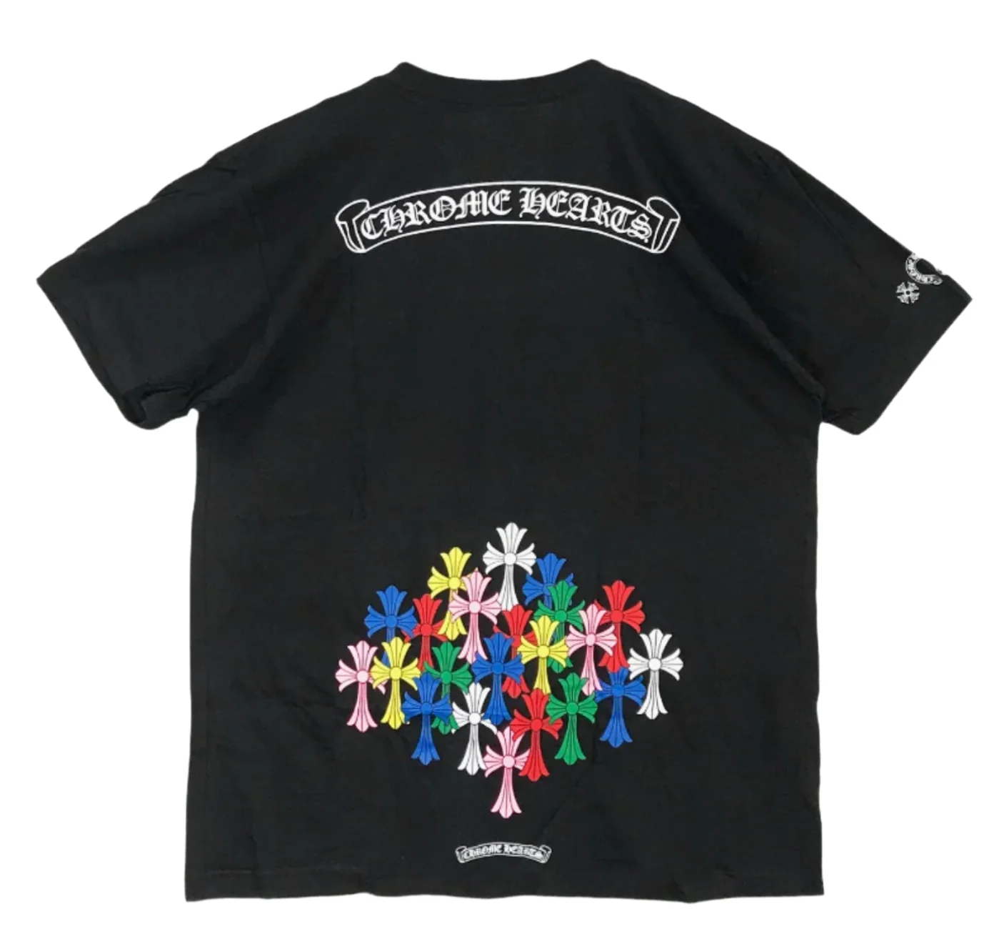 Chrome Hearts 'Multi Color Cross' Black Scroll Tee - Image 2