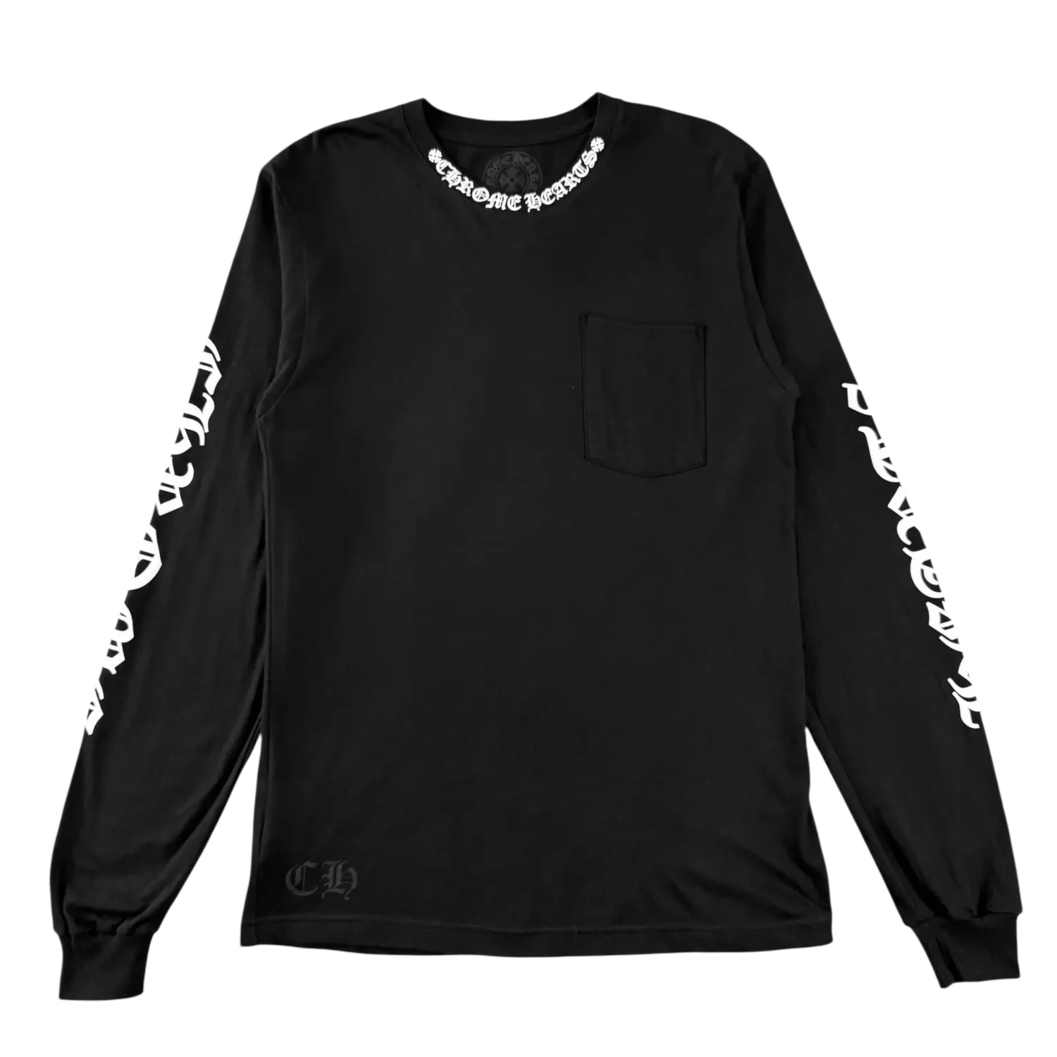 Chrome Hearts 'Neck Logo' Black Longsleeve Pocket Tee