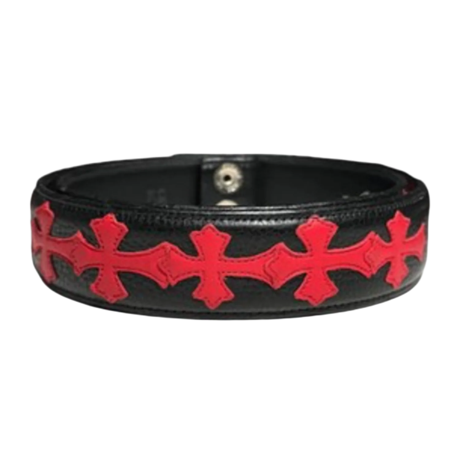 Chrome Hearts 'Red' Leather Cross Patch Cemetery Belt Strap