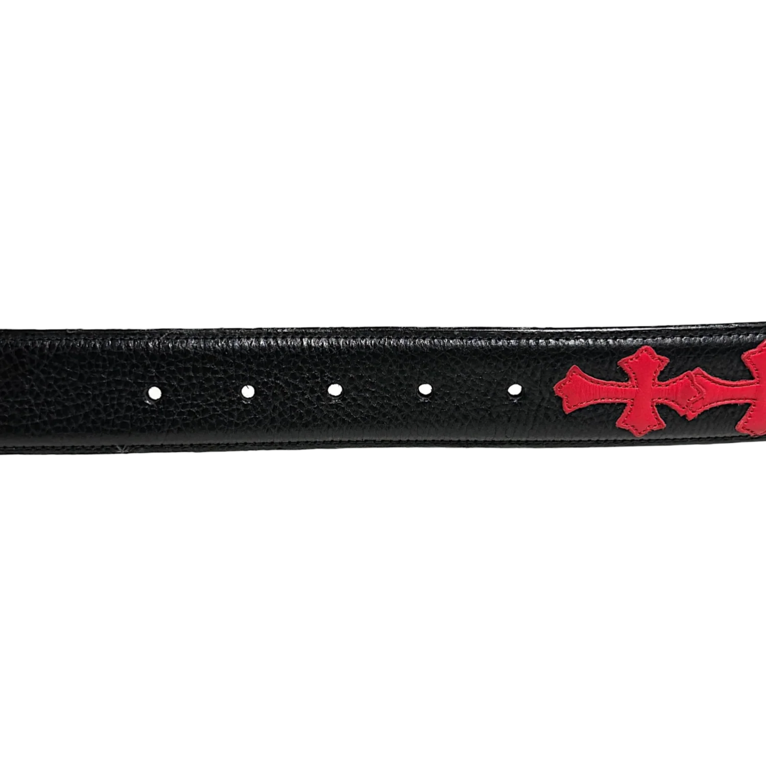 Chrome Hearts 'Red' Leather Cross Patch Cemetery Belt Strap - Image 2