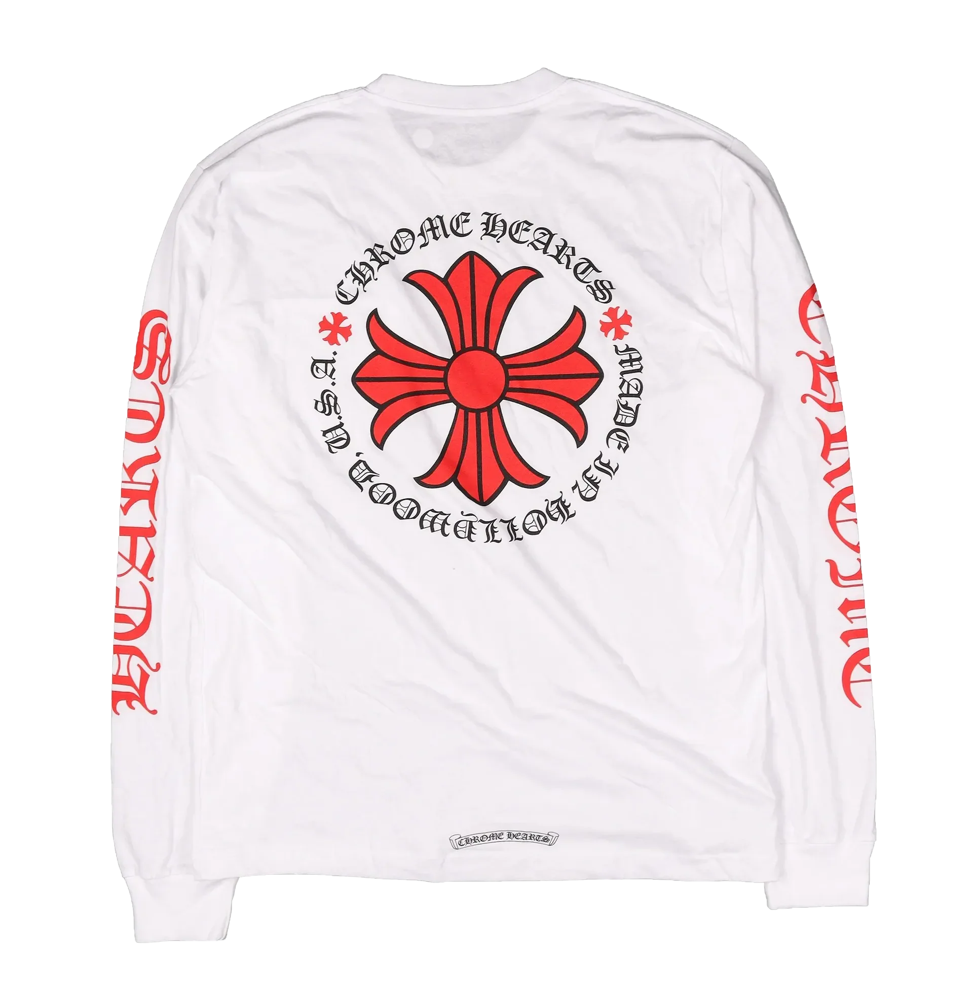 Chrome Hearts 'Red Plus Cross' Hollywood White Longsleeve Tee - Image 2