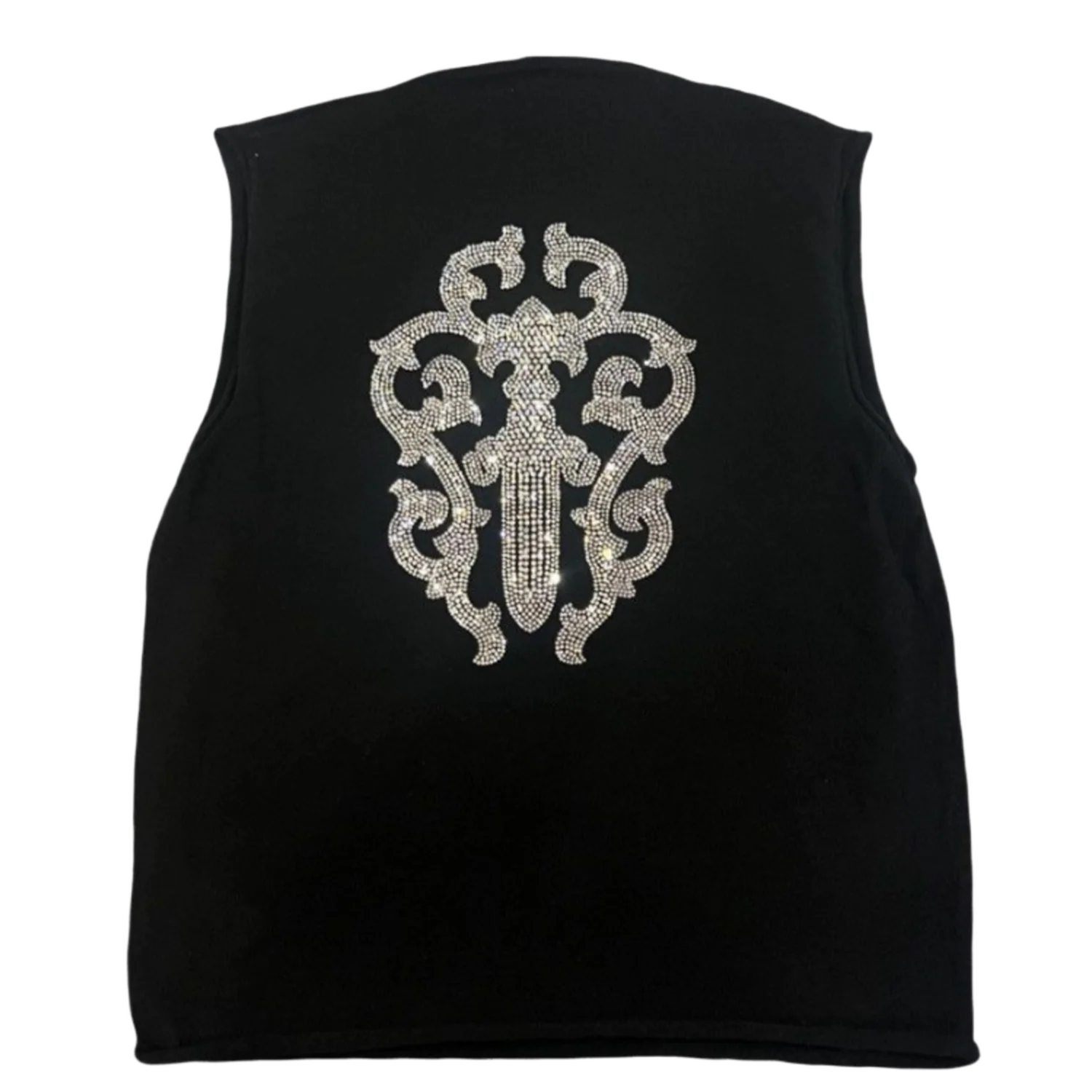 Chrome Hearts 'Rhinestone Dagger' Cashmere Sleeve Less Tank Top - Image 2