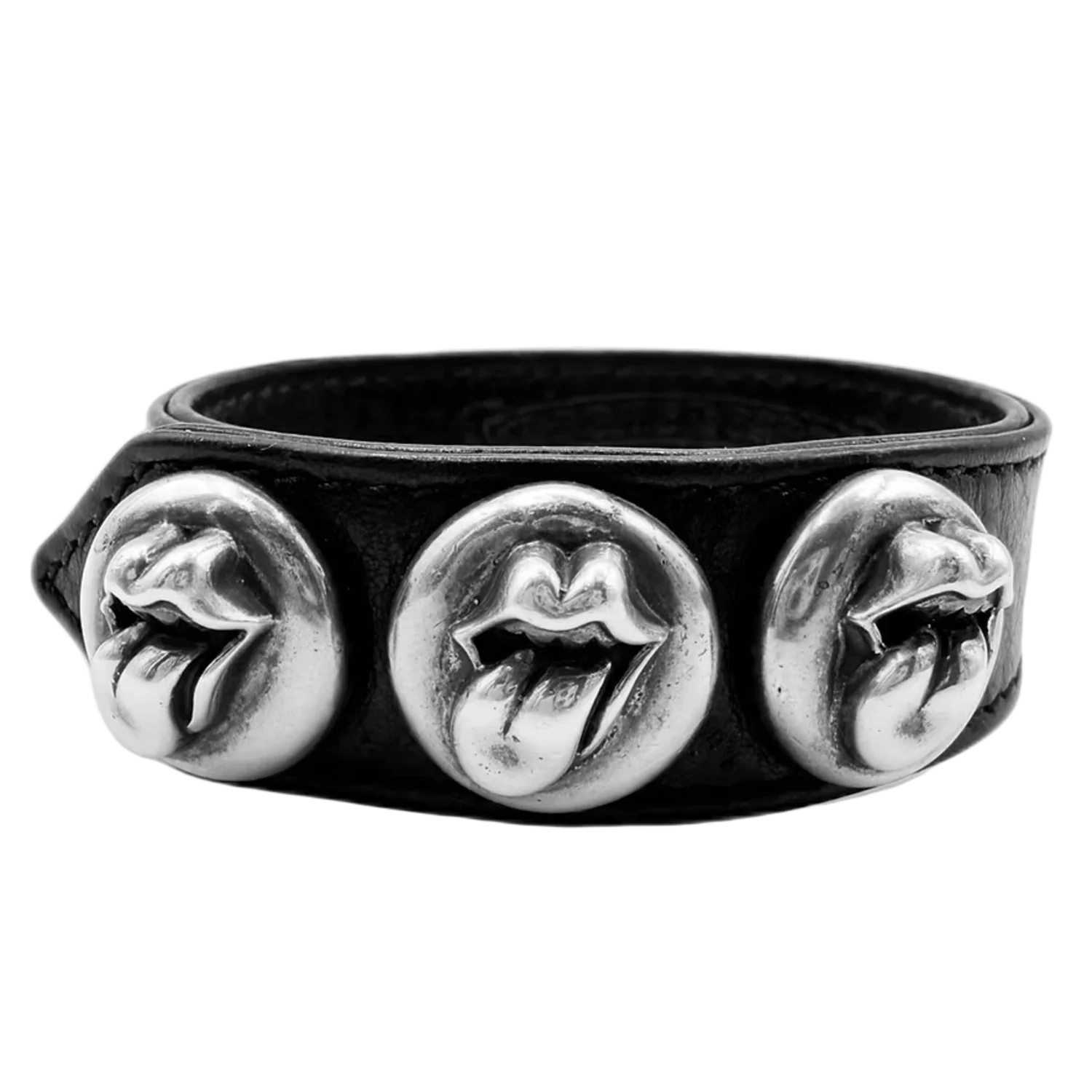 Chrome Hearts 'Rolling Stones' 3 Snap Leather Bracelet