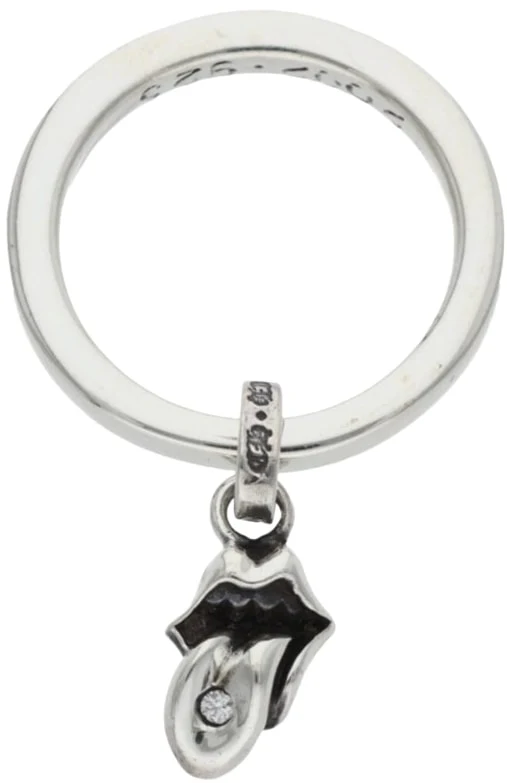 Chrome Hearts Rolling Stones Silver NTFL Ring w/ Diamond