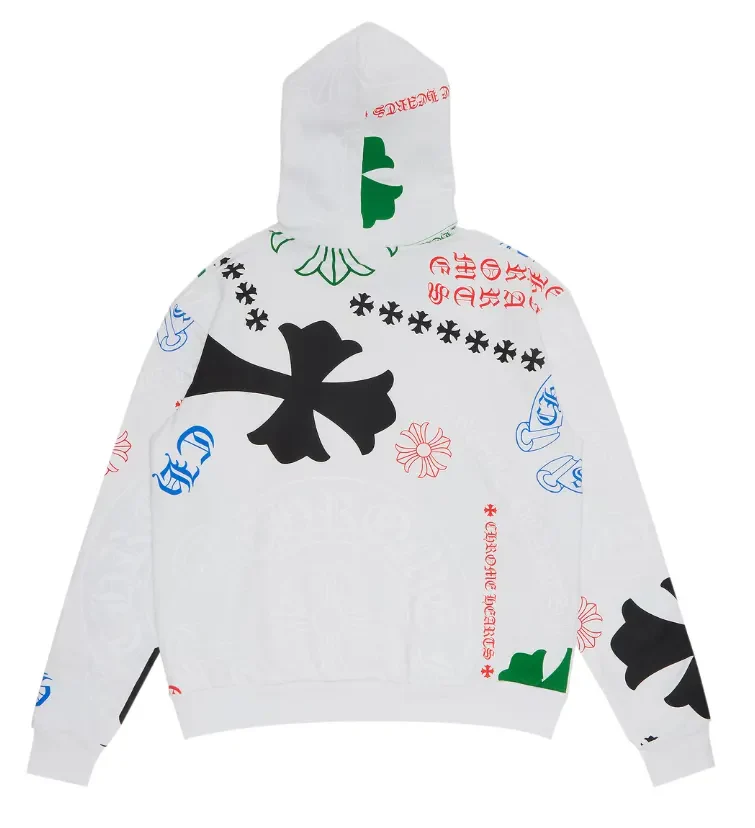 Chrome Hearts 'Stencil' Multi Logo White Hoodie - Image 2