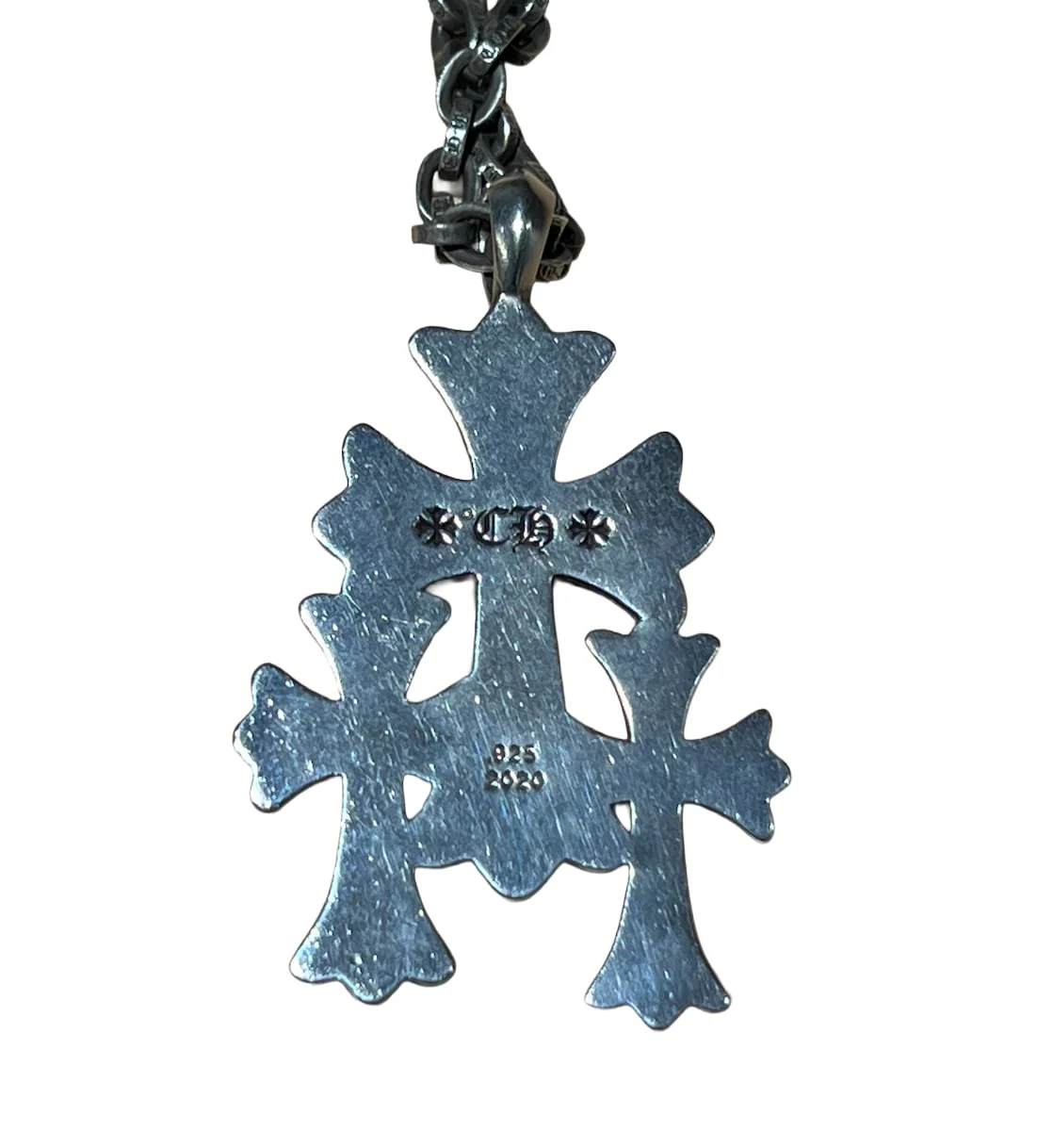 Chrome Hearts 'Triple Cross' Silver Necklace - Image 2