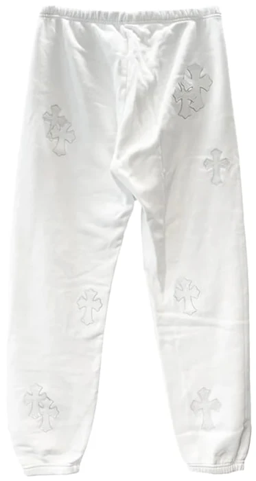 Chrome Hearts 'White Leather Cross' Sweatpants - Image 2