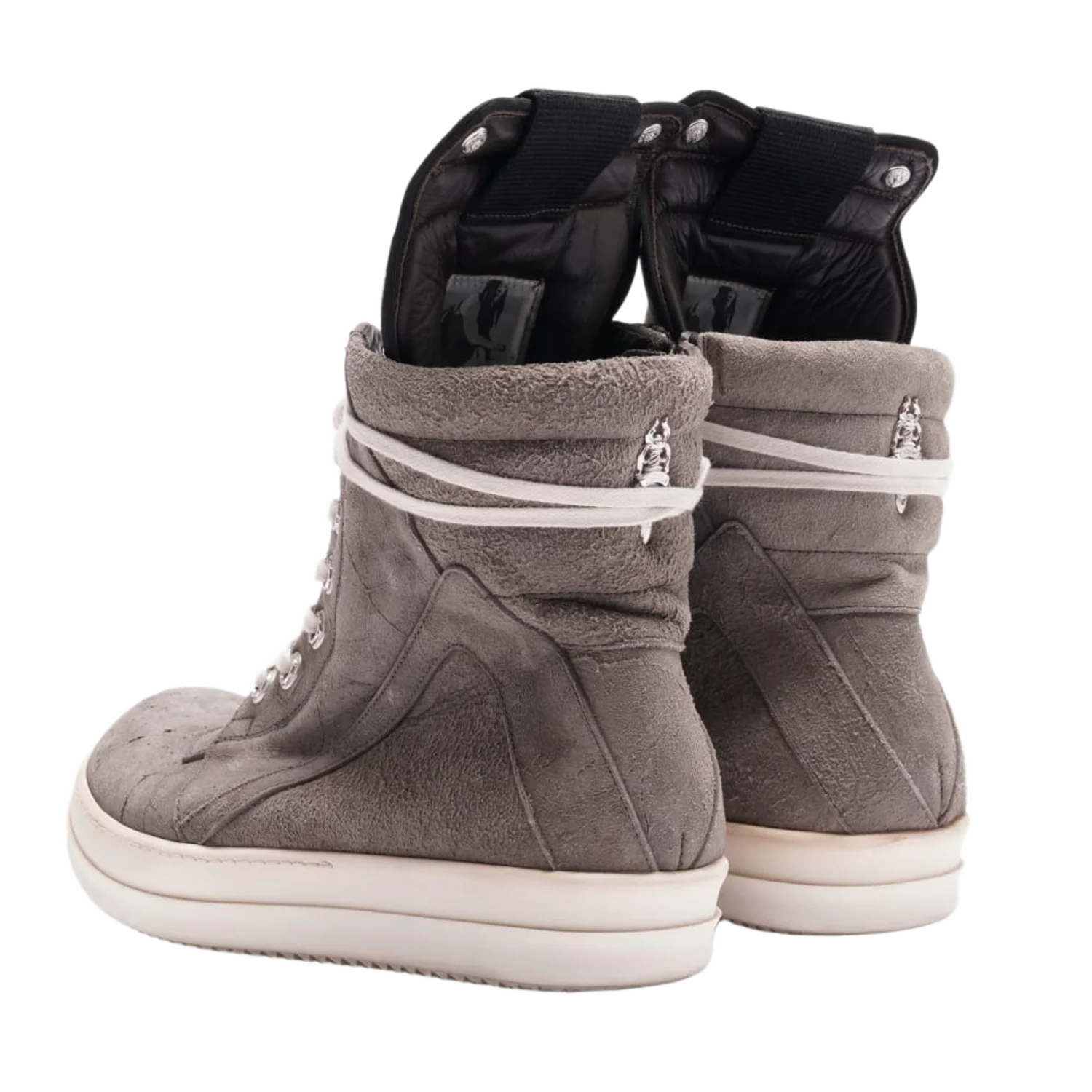Chrome Hearts x Rick Owens 'Grey' Suede Geobasket Sneakers - Image 3