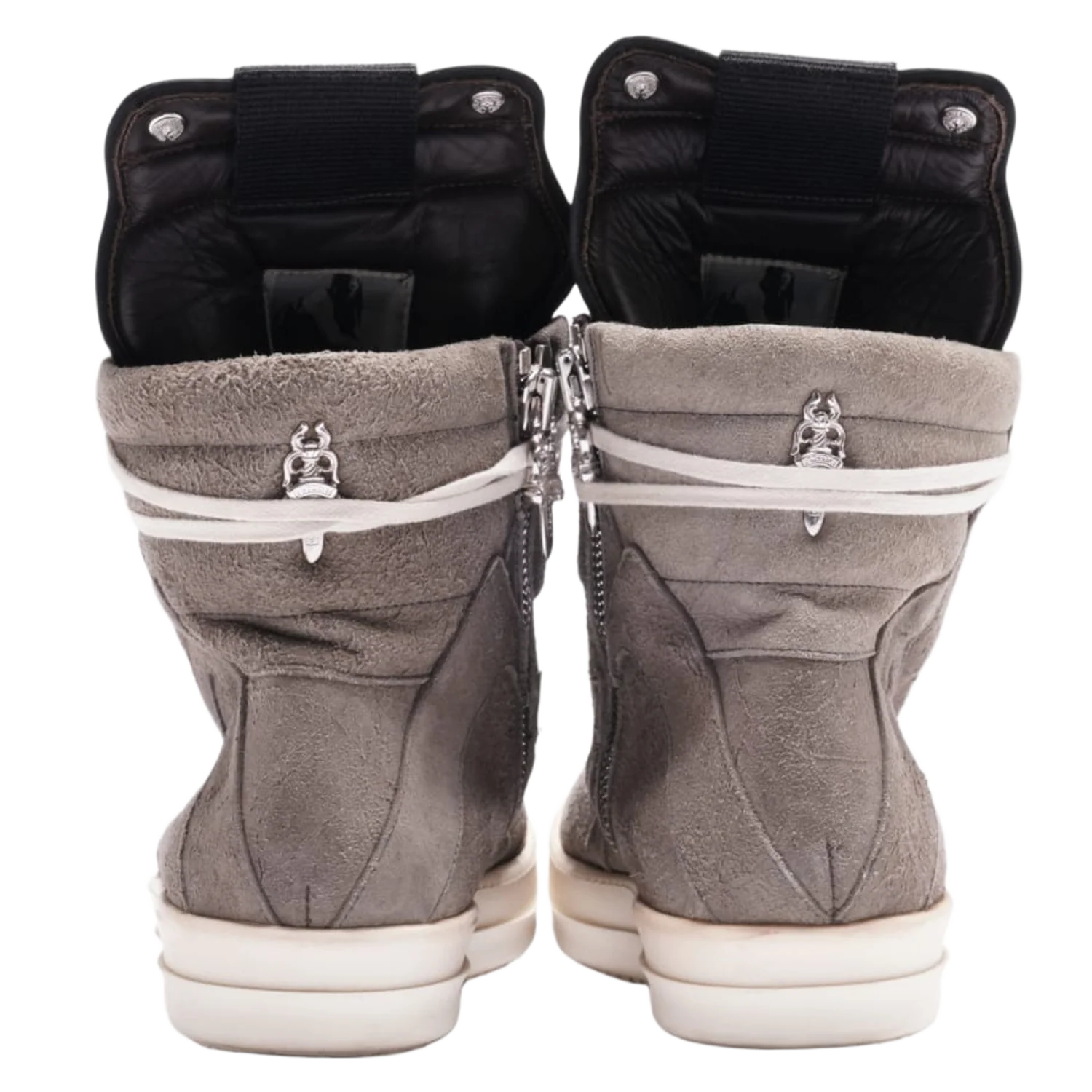 Chrome Hearts x Rick Owens 'Grey' Suede Geobasket Sneakers - Image 4