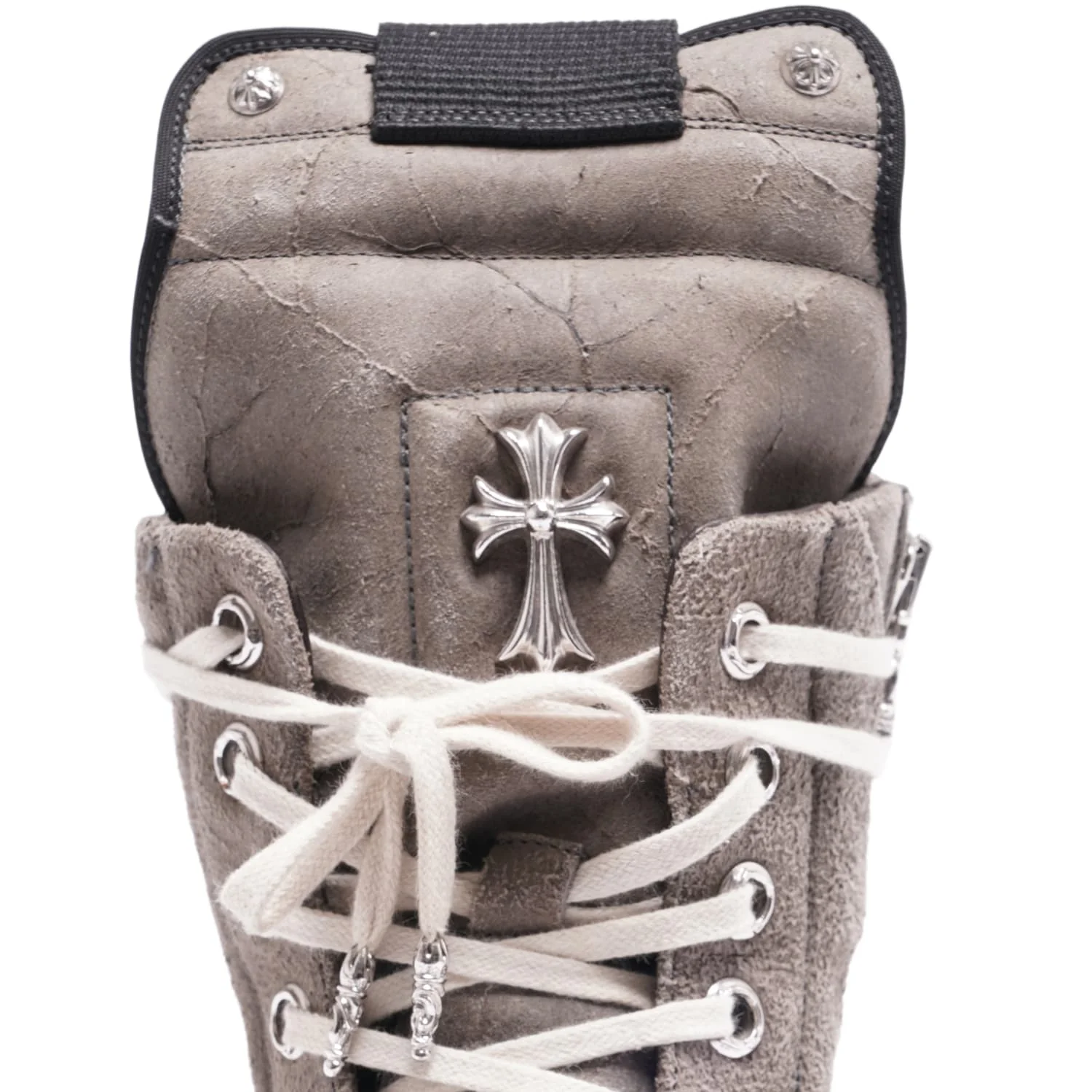 Chrome Hearts x Rick Owens 'Grey' Suede Geobasket Sneakers - Image 6