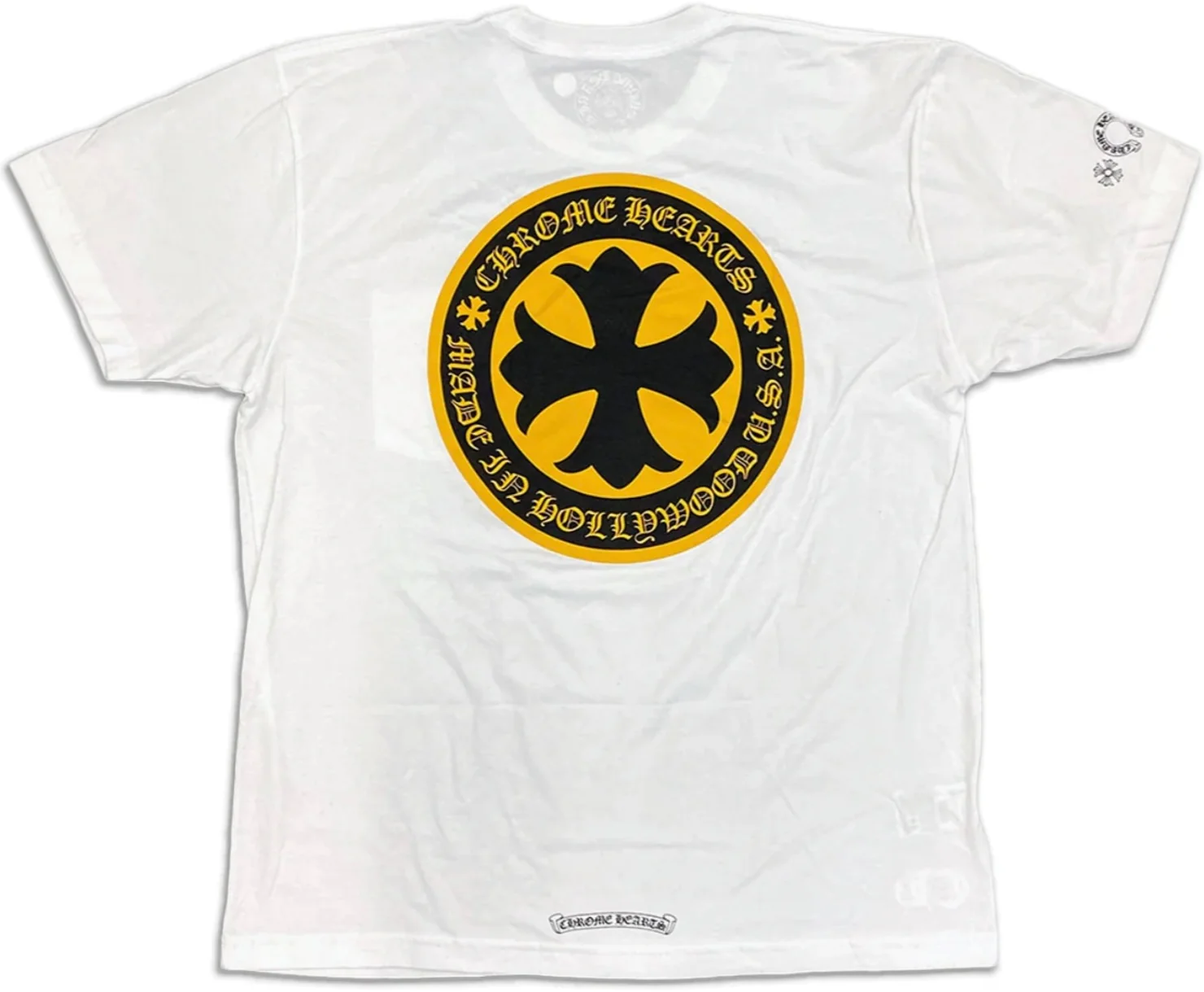 Chrome Hearts 'Yellow Plus Cross' White Pocket Tee - Image 2