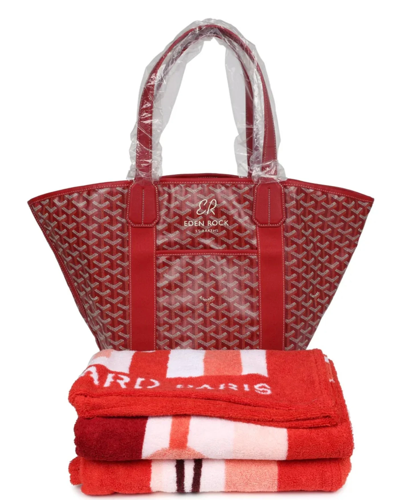 Goyard 'Eden Rock' Red Belharra Reversible Beach Bag & Beach Towel - Image 2