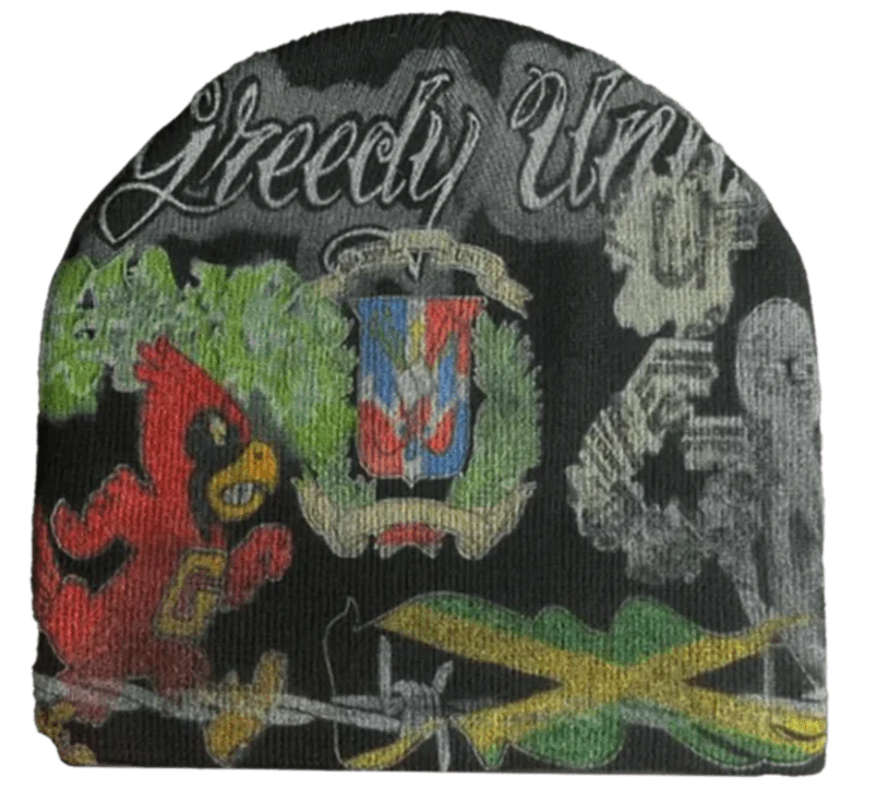 Greedy Unit 'All Over' Black Beanie