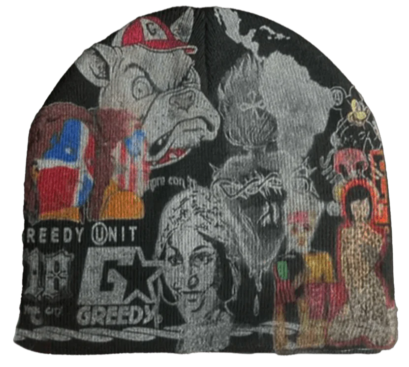 Greedy Unit 'All Over' Black Beanie - Image 2