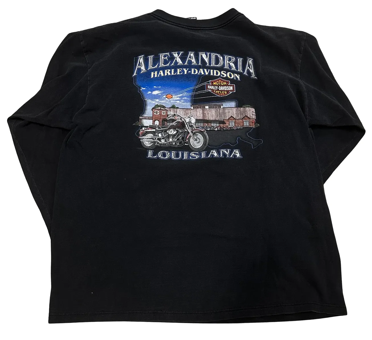 Harley Davidson 'Alexandria, VA' Flame Vintage Black Longsleeve - Image 2
