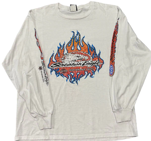 Harley Davidson 'Blue/Orange Screaming Eagle' Rhinestone Vintage L/S