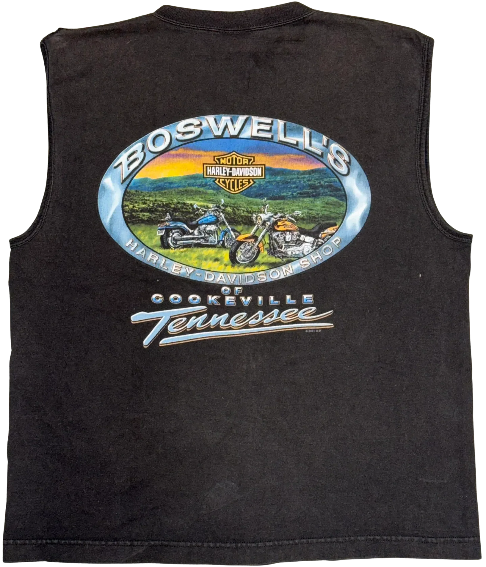 Harley Davidson 'Boswell' Black Vintage Cutoff Tee - Image 2