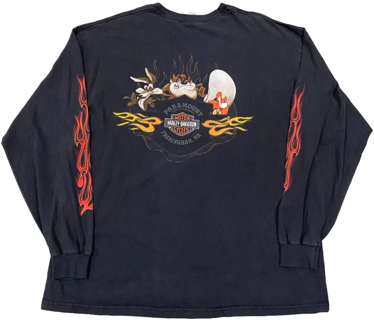 Harley Davidson 'Burning Taz' Vintage L/S Tee - Image 2