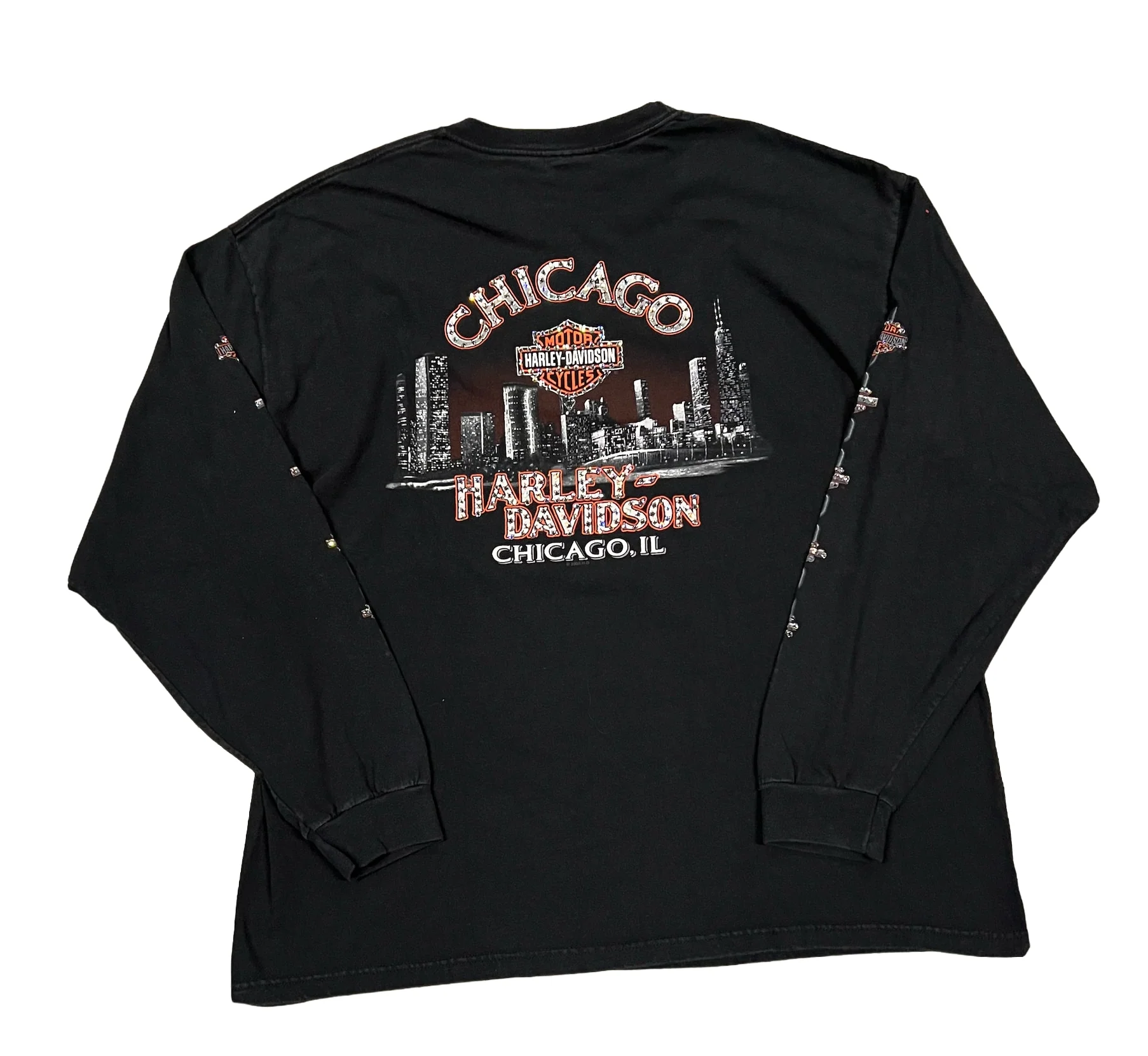 Harley Davidson 'Chicago' Rhinestone Vintage Longsleeve - Image 2