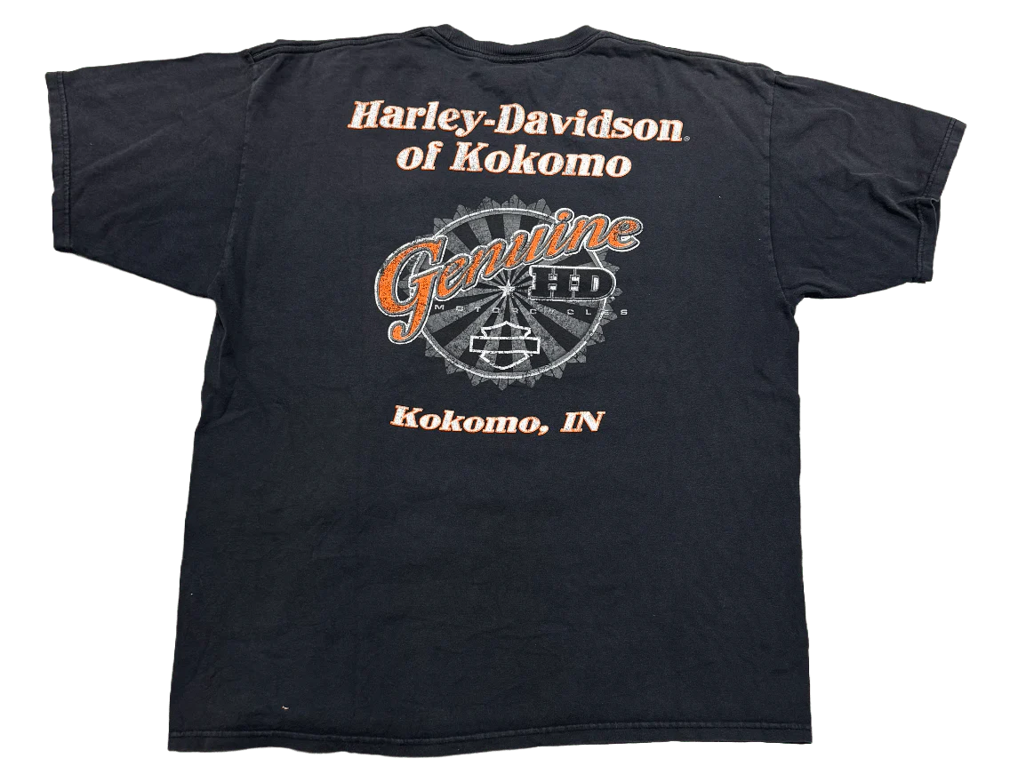 Harley Davidson Flame Eagle 'Genuine Kokomo' Vintage Black Tee - Image 2