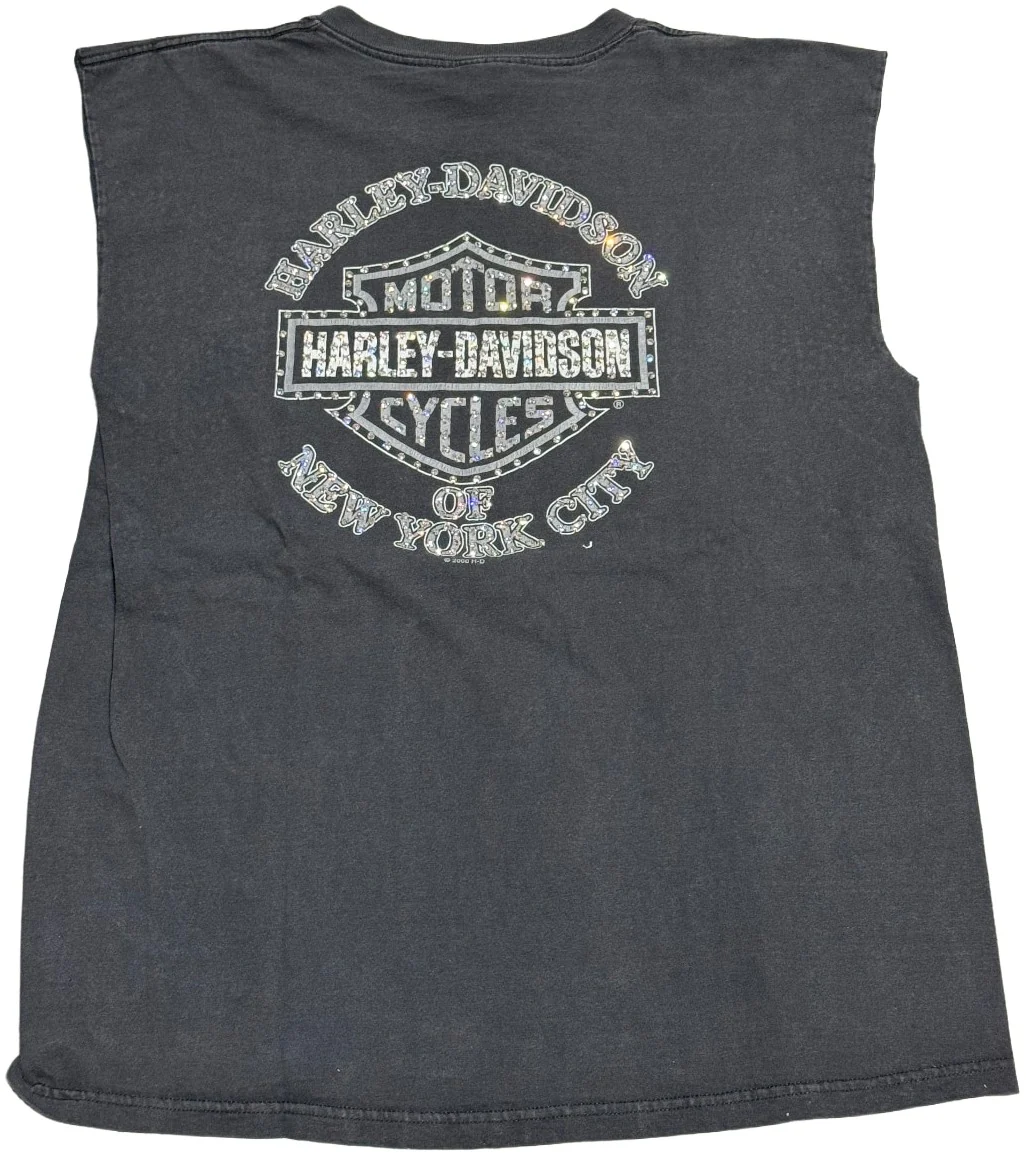 Harley Davidson 'New York City' Rhinestone Vintage Cutoff Tee - Image 2